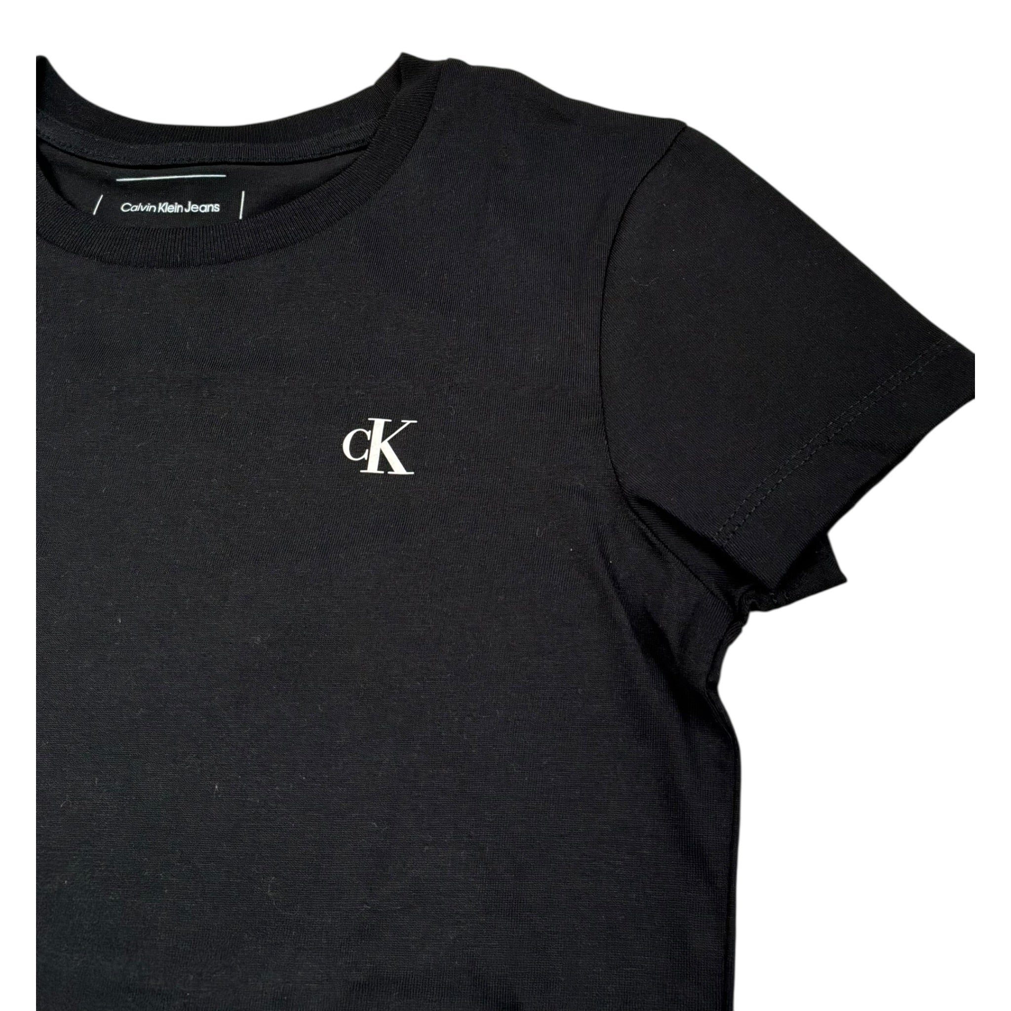Calvin Klein T-Shirt Tinta Unita con Logo per Bambina IG0IG0279 NERO CALVIN KLEIN 