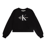 Calvin Klein Felpa Chiusa Girocollo Tinta Unita con Stampa Logo per Bambina IG0IG02823 NERO CALVIN KLEIN 