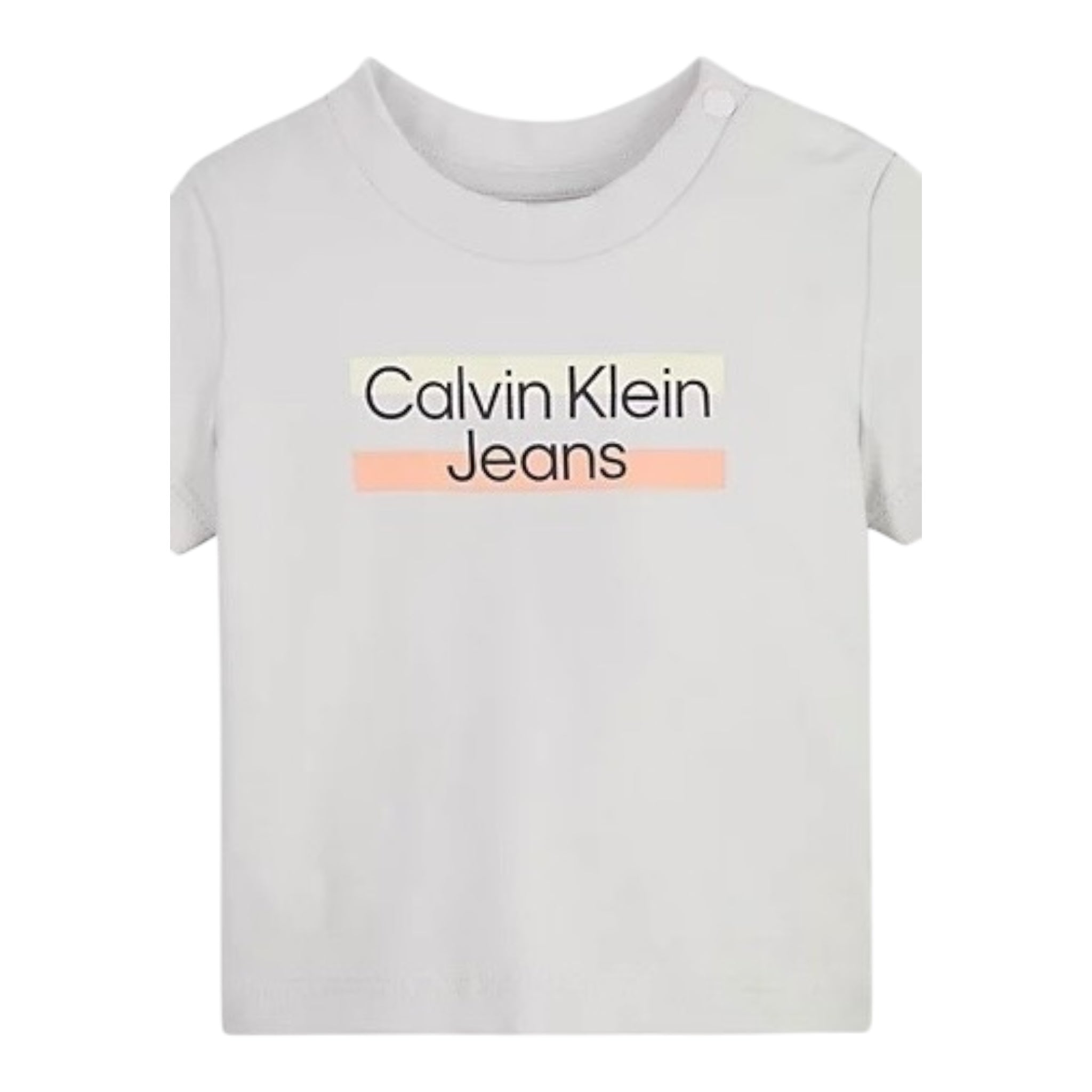 Calvin Klein T-Shirt Tinta Unita Girocollo con Stampa per Neonato IN0IN00068 GRIGIO CALVIN KLEIN 