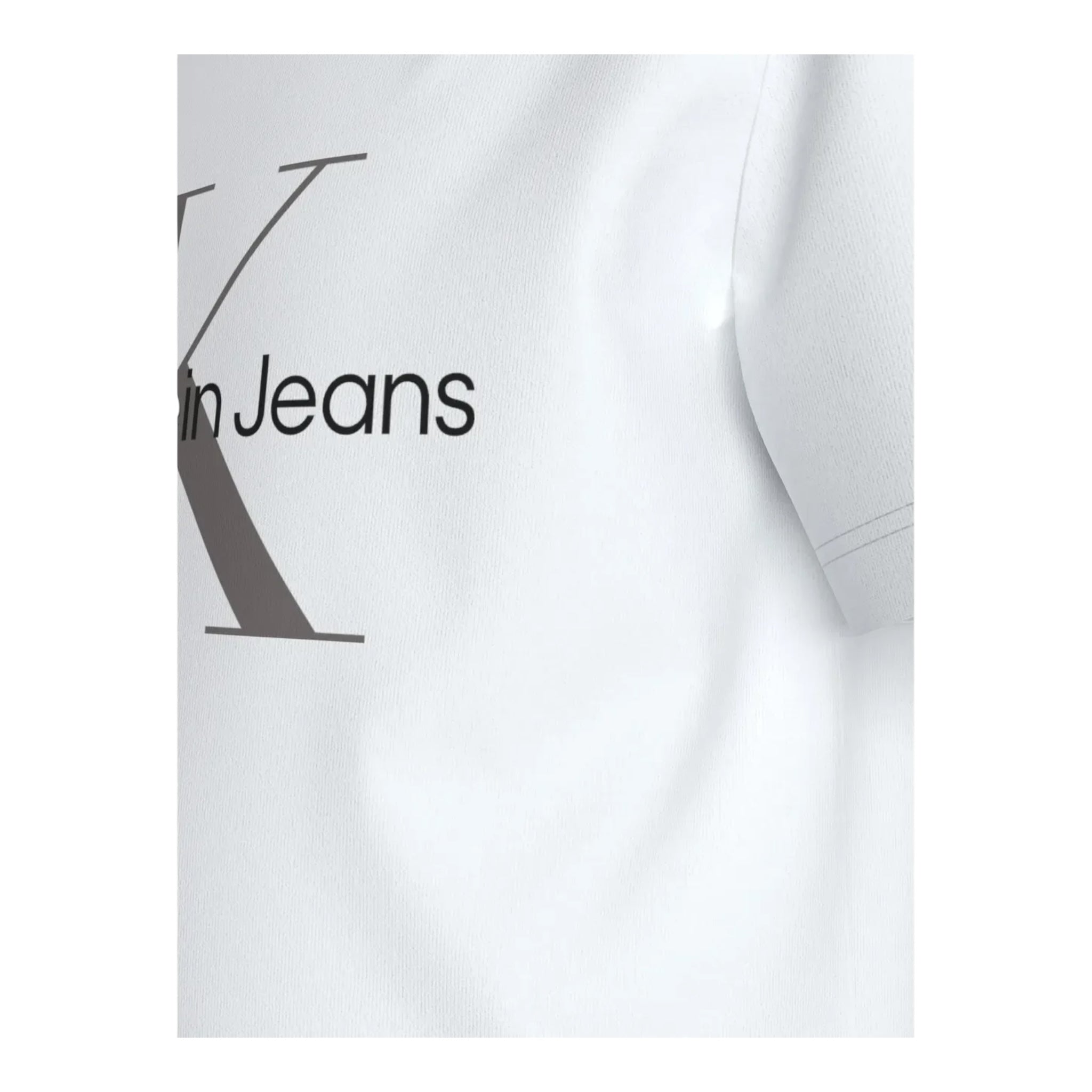 Calvin Klein T-Shirt Girocollo Tinta Unita con Stampa per Bambino IU0IU00676 BIANCO CALVIN KLEIN 