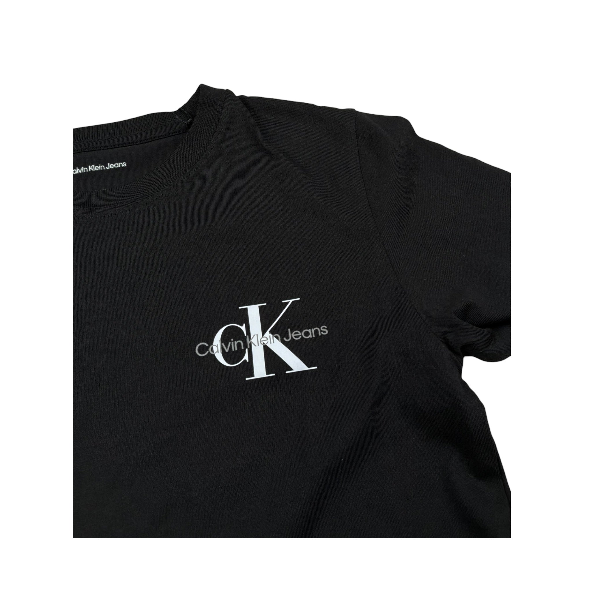 Calvin Klein T-Shirt Girocollo Tinta Unita con Logo per Bambino IU0IU00678X NERO CALVIN KLEIN 