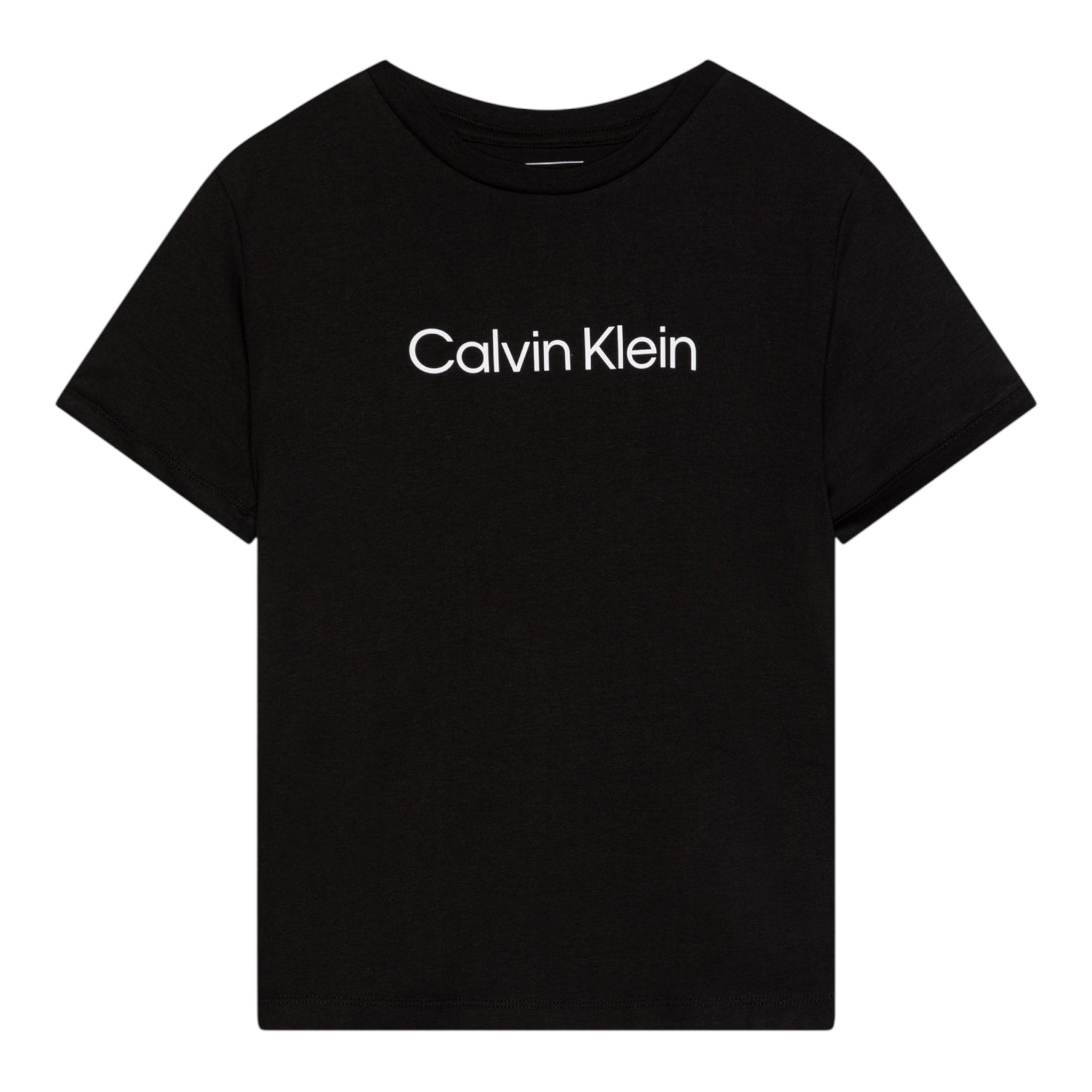 Calvin Klein T-Shirt Girocollo Tinta Unita con Stampa per Bambino IU0IU00682 NERO CALVIN KLEIN 