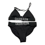 Calvin Klein Costume 2 Pezzi Triangolo-Mutandina Tinta Unita con Logo per Bambina KY0KY00091 NERO CALVIN KLEIN 