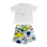Cesare Paciotti Completo 2 Pezzi T-Shirt-Bermuda Tinta Unita con Stampa per Neonato COMP5124BX BIANCO CESARE PACIOTTI 