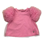 Liu Jo T-Shirt Girocollo Tinta Unita con Tulle per Neonata KA5127 ROSA LIU JO 