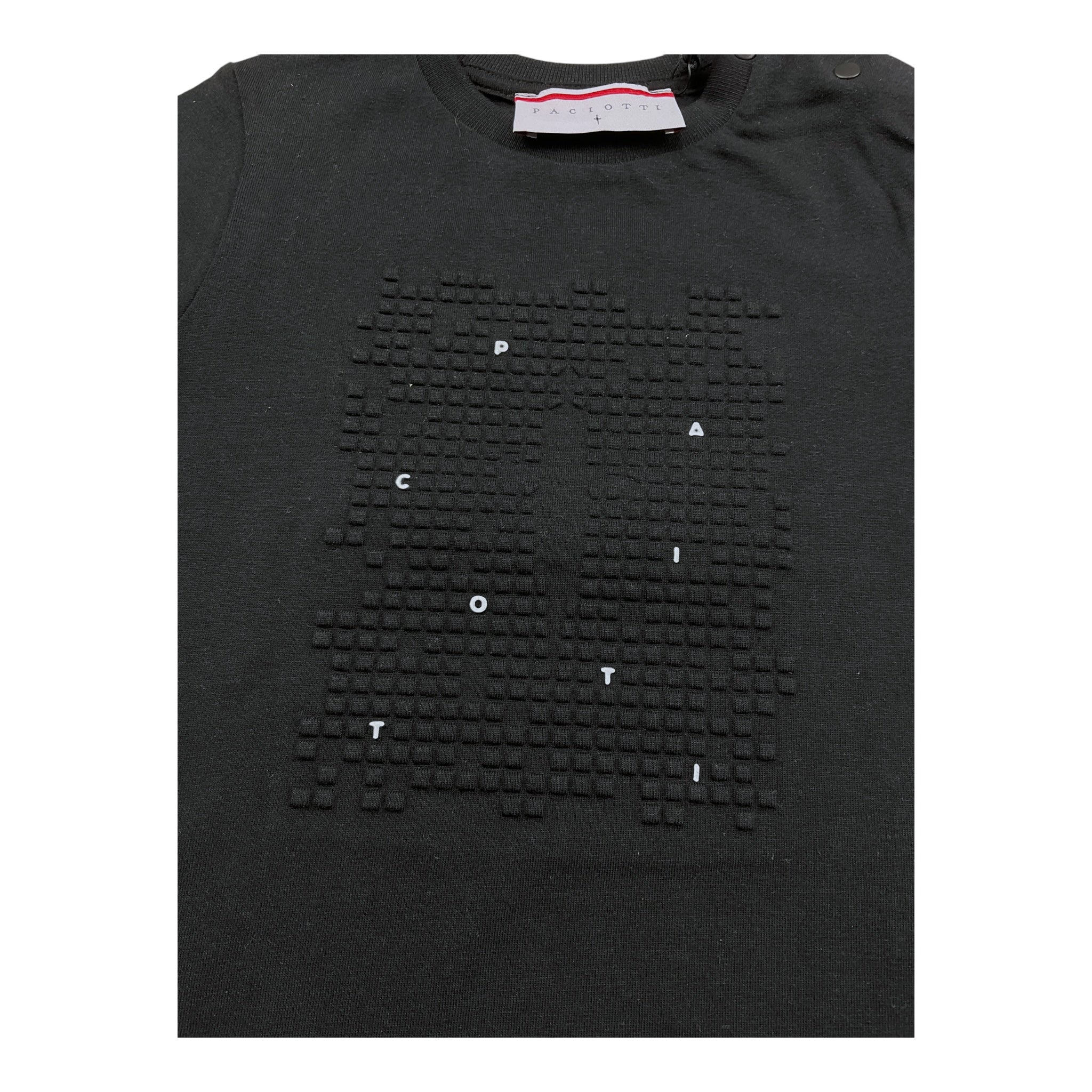 Cesare Paciotti T-Shirt Girocollo Tinta Unita con Stampa per Bambino TSP5164B NERO CESARE PACIOTTI 