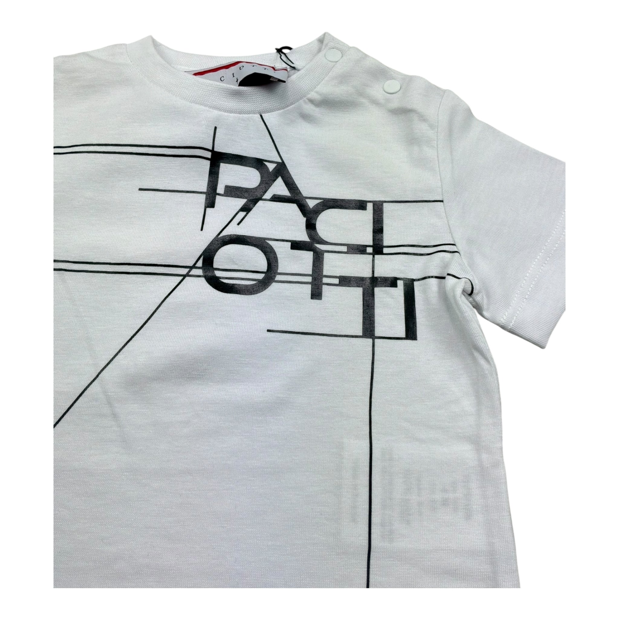 Cesare Paciotti T-Shirt Girocollo Tinta Unita con Stampa per Neonato TSP5165BXX BIANCO CESARE PACIOTTI 