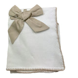 Colibri Coperta Tinta Unita con Ricami E Fiocco per Neonata 8COPASQ2 BIANCO COLIBRI 