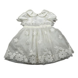 Colori Chiari Abito Mezza Manica tinta unita con Tulle Bianco per Neonata ABTCL BIANCO COLORI CHIARI 