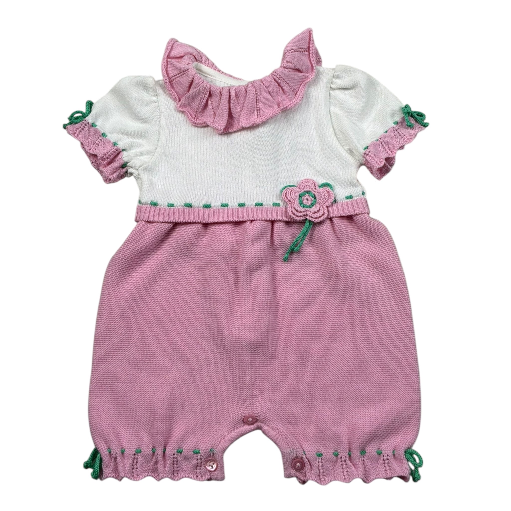 Colori Chiari Pagliaccetto Mezza Manica Bicolore per Neonata FF645968 BIANCO/ROSA COLORI CHIARI 