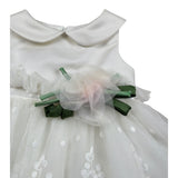 Colori Chiari Abito Giromanica tinta unita con Tulle Bianco per Neonata FN105765 BIANCO COLORI CHIARI 