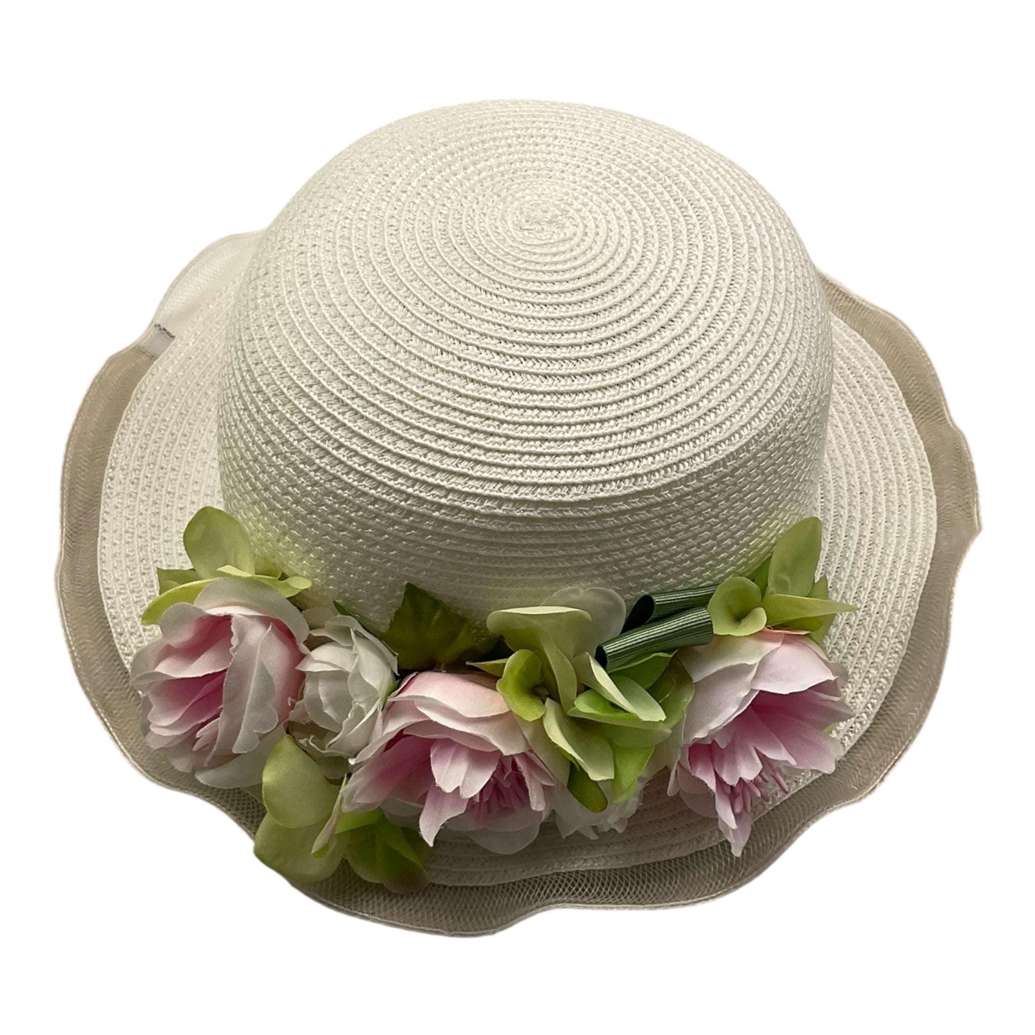 Colori Chiari Cappello In Paglia Tinta Unita con Applicaizoni per Neonata FN998219 PANNA COLORI CHIARI 