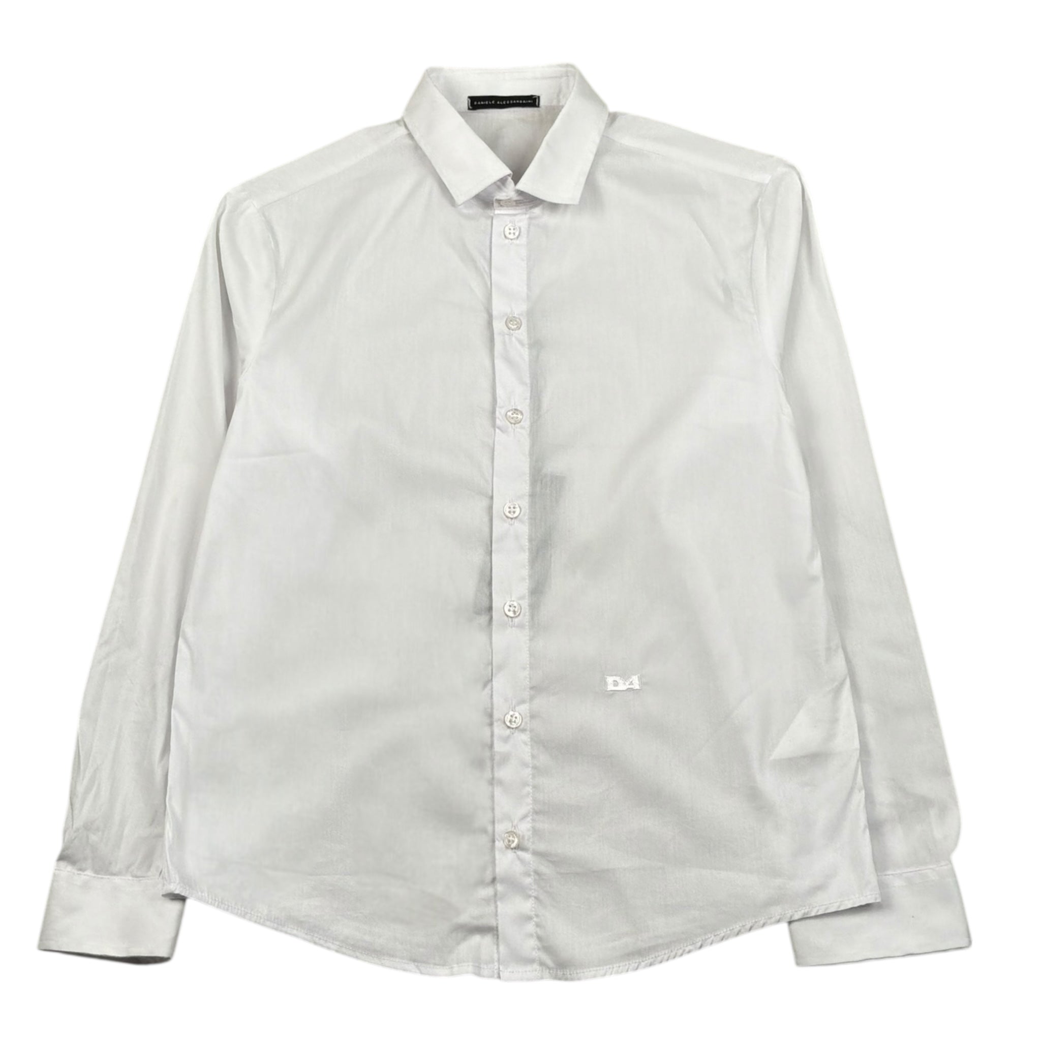 Daniele Alessandrini Camicia Manica Lunga Tinta Unita con Stampa per Bambino 1235C1218 BIANCO DANIELE ALESSANDRINI 