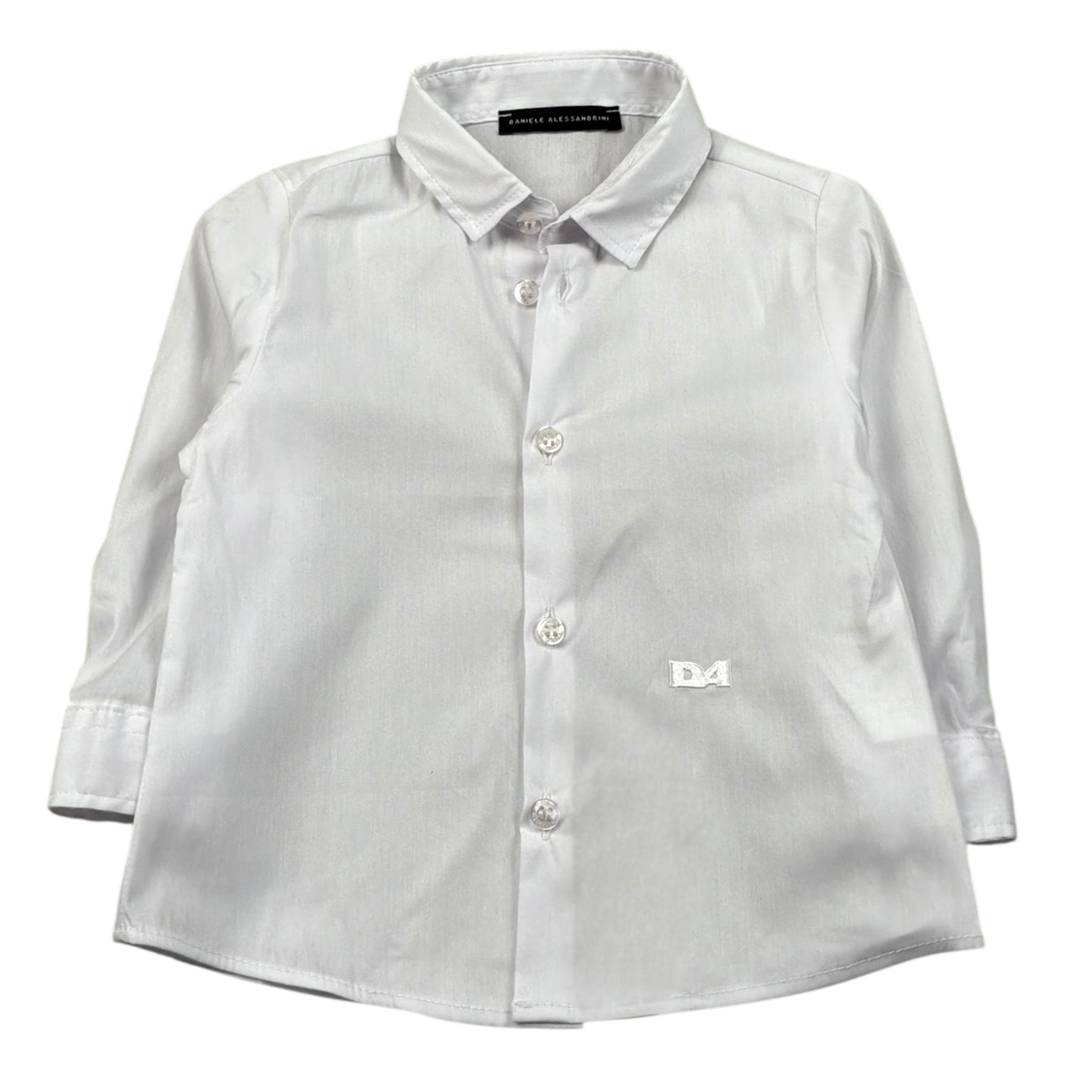 Daniele Alessandrini Camicia Manica Lunga Tinta Unita con Logo per Neonato 1295C00267 BIANCO DANIELE ALESSANDRINI 