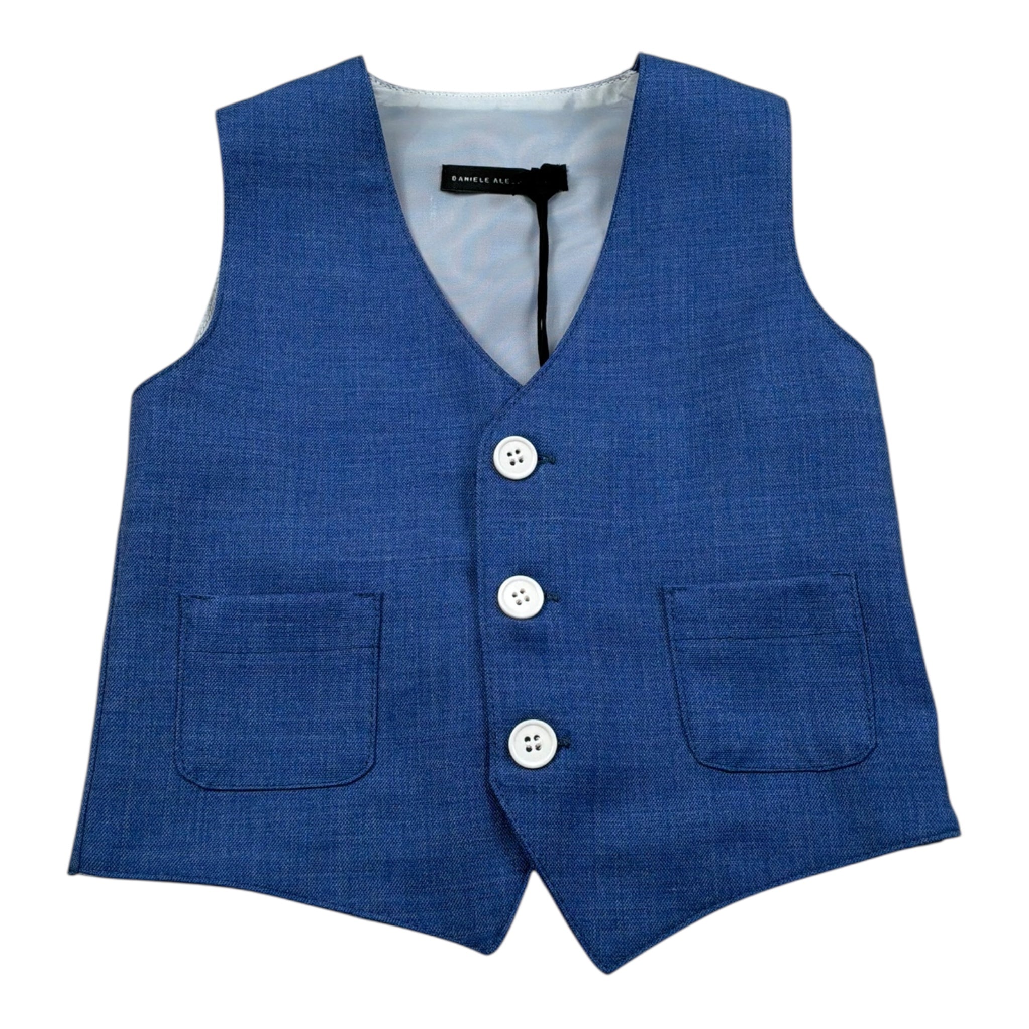 Daniele Alessandrini Gilet Tinta Unita con Bottoni per Bambino 1296B00052 BLU DANIELE ALESSANDRINI 