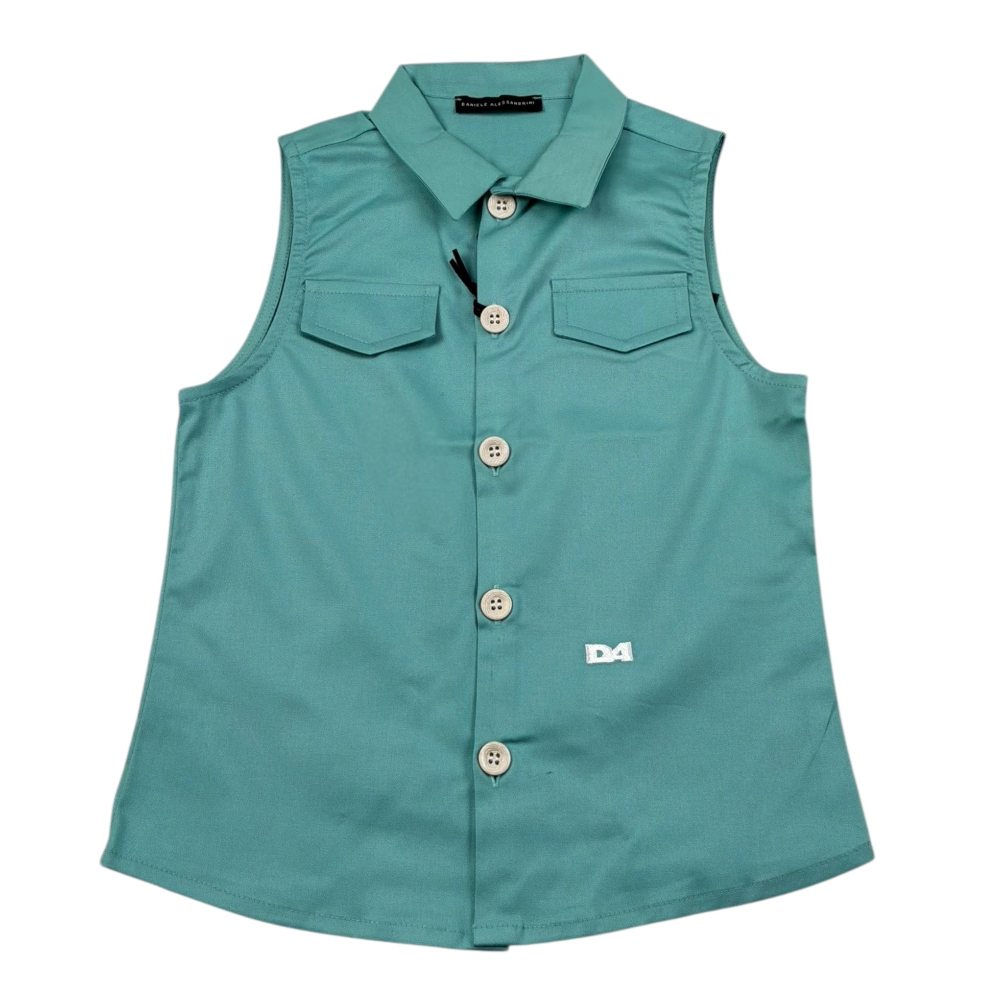 Daniele Alessandrini Camicia Giromanica Tinta Unita con Logo per Bambino 1296C00326J VERDE DANIELE ALESSANDRINI 