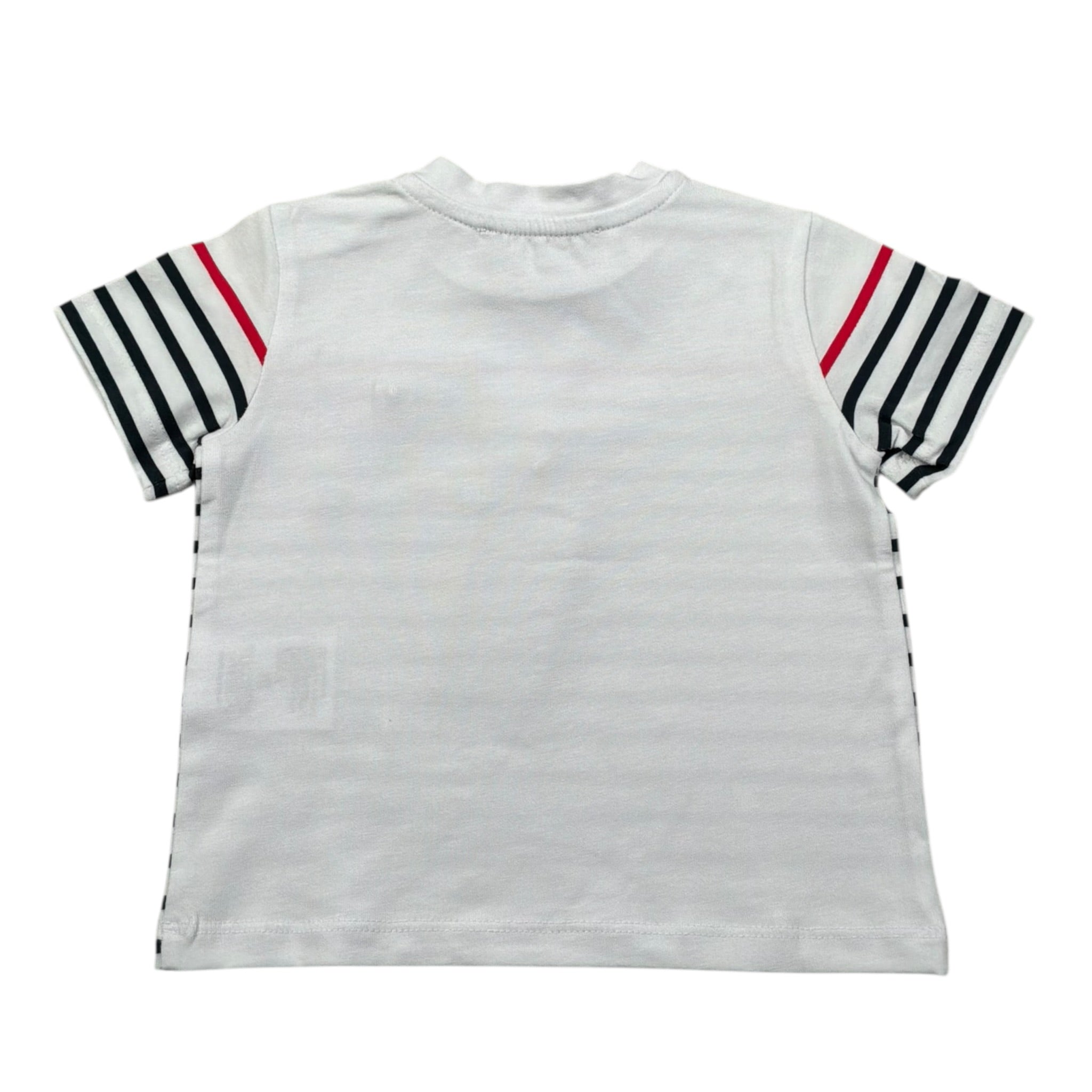 Daniele Alessandrini T-Shirt Girocollo Fantasia A Righe per Bambino 1296M00211 BIANCO DANIELE ALESSANDRINI 