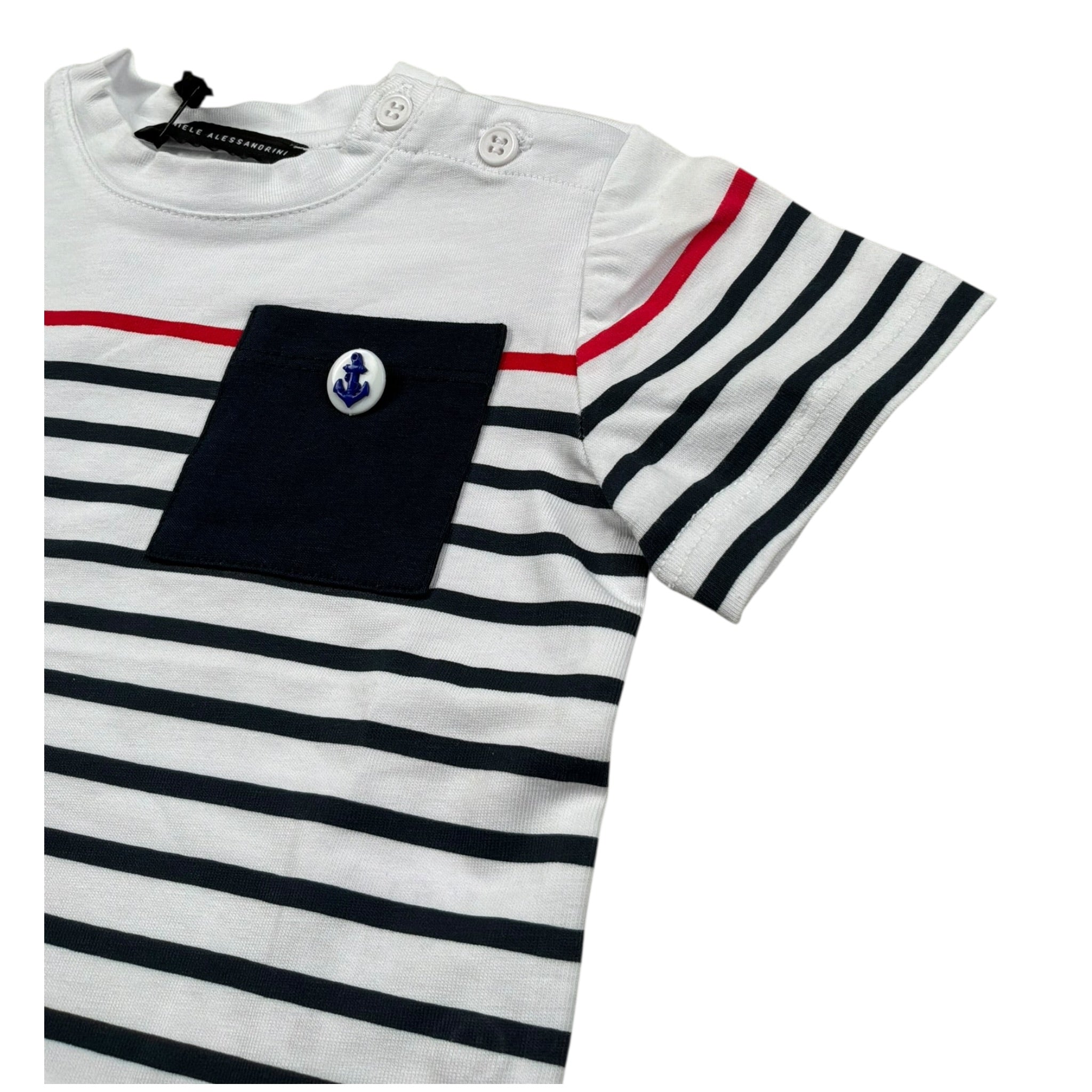 Daniele Alessandrini T-Shirt Girocollo Fantasia A Righe per Bambino 1296M00211 BIANCO DANIELE ALESSANDRINI 