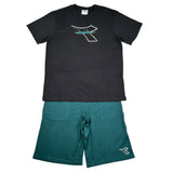 Diadora Completo 2 Pezzi T-Shirt-Bermuda Bicolore per Bambino 102181711 NERO/VERDE DIADORA 