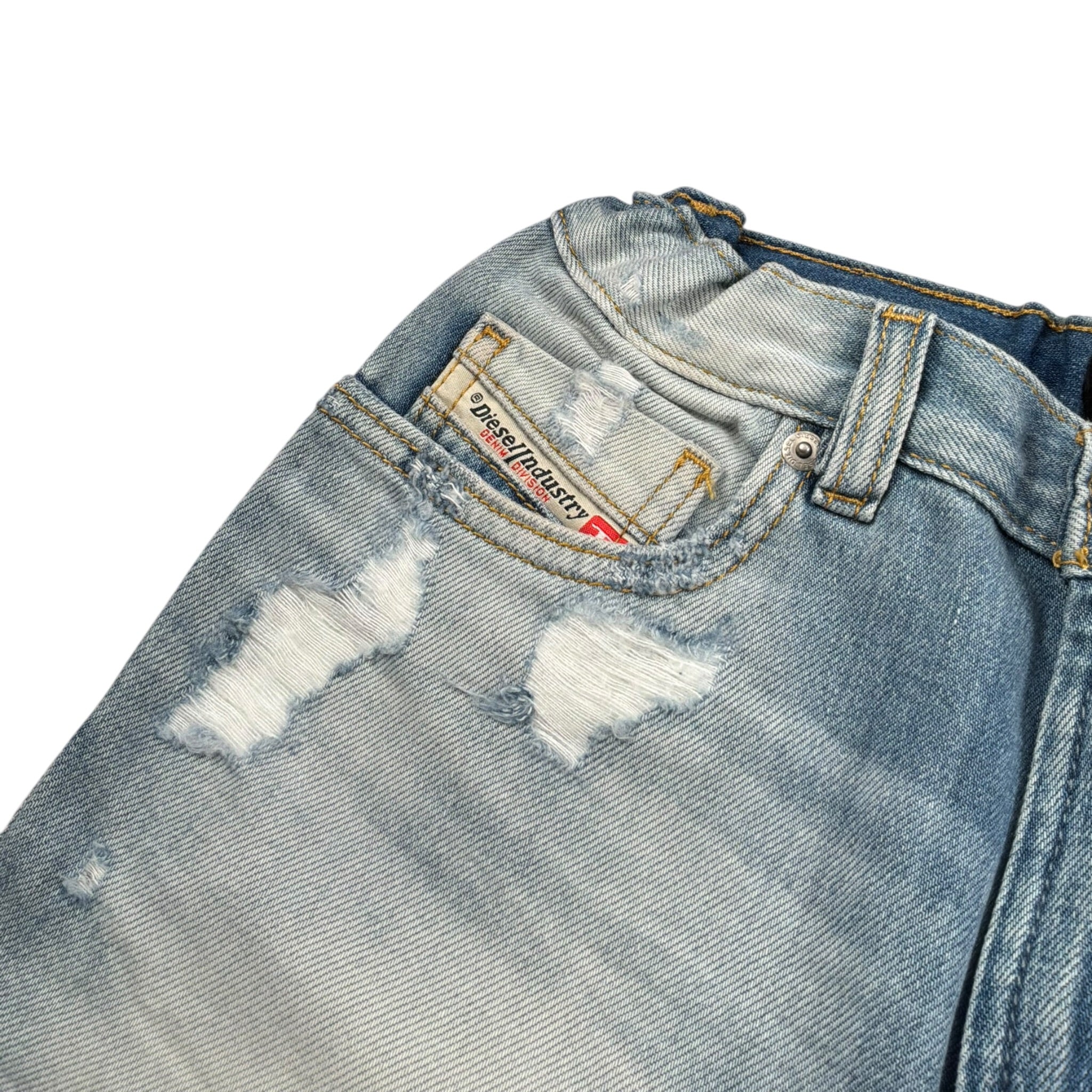 Diesel Bermuda In Denim Tinta Unita con Strappi per Bambino J00511X AZZURRO DIESEL 
