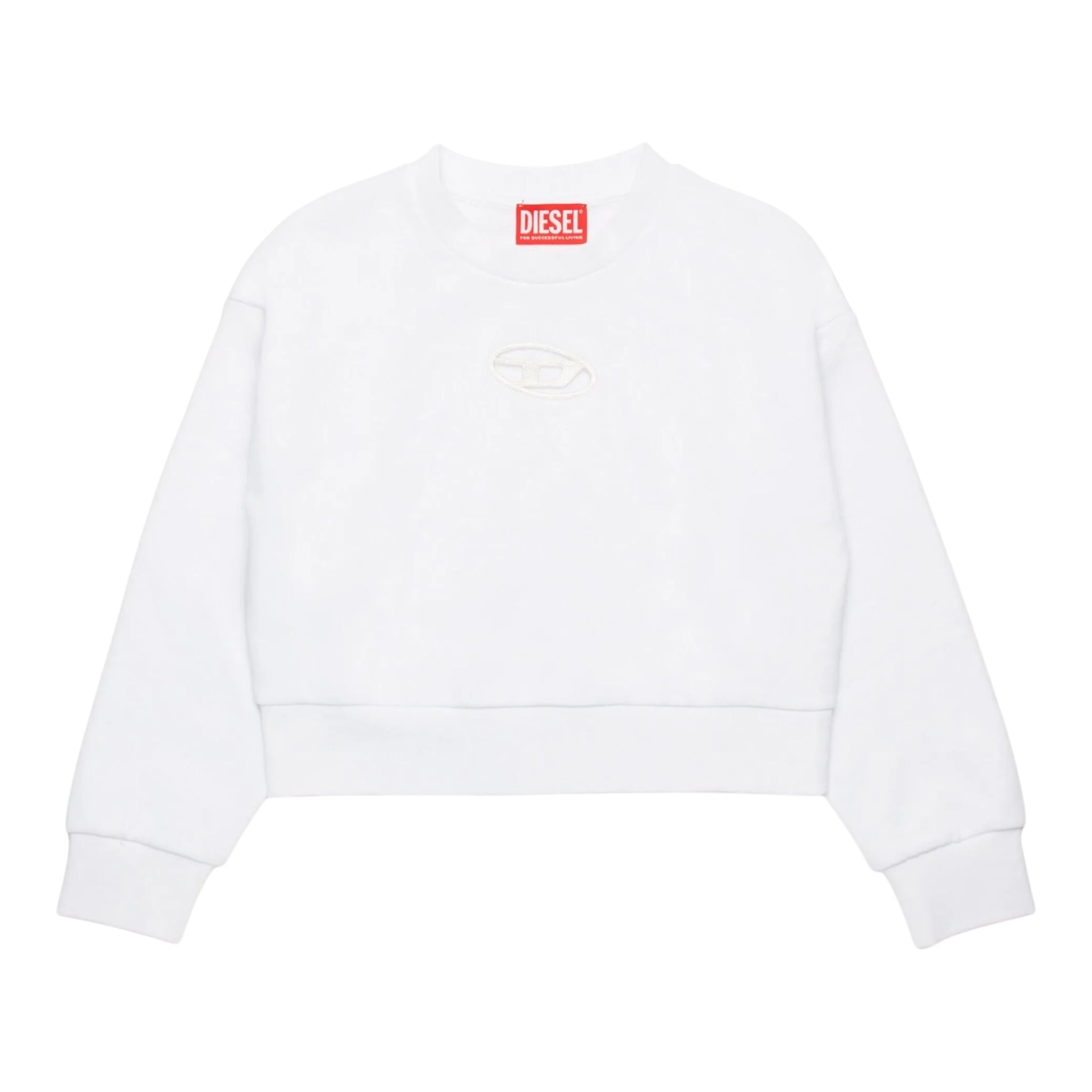 Diesel Felpa Chiusa Girocollo Tinta Unita con Logo per Bambina J01826 BIANCO DIESEL 
