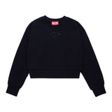Diesel Felpa Chiusa Girocollo Tinta Unita con Logo per Bambina J01826 NERO DIESEL 