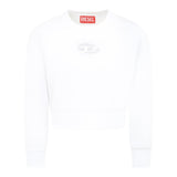 Diesel Felpa Chiusa Girocollo Tinta Unita con Logo per Bambina J01826XX PANNA DIESEL 