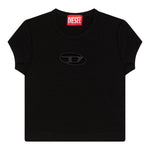 Diesel T-Shirt Girocollo Tinta Unita con Logo per Bambina J01830XX NERO DIESEL 