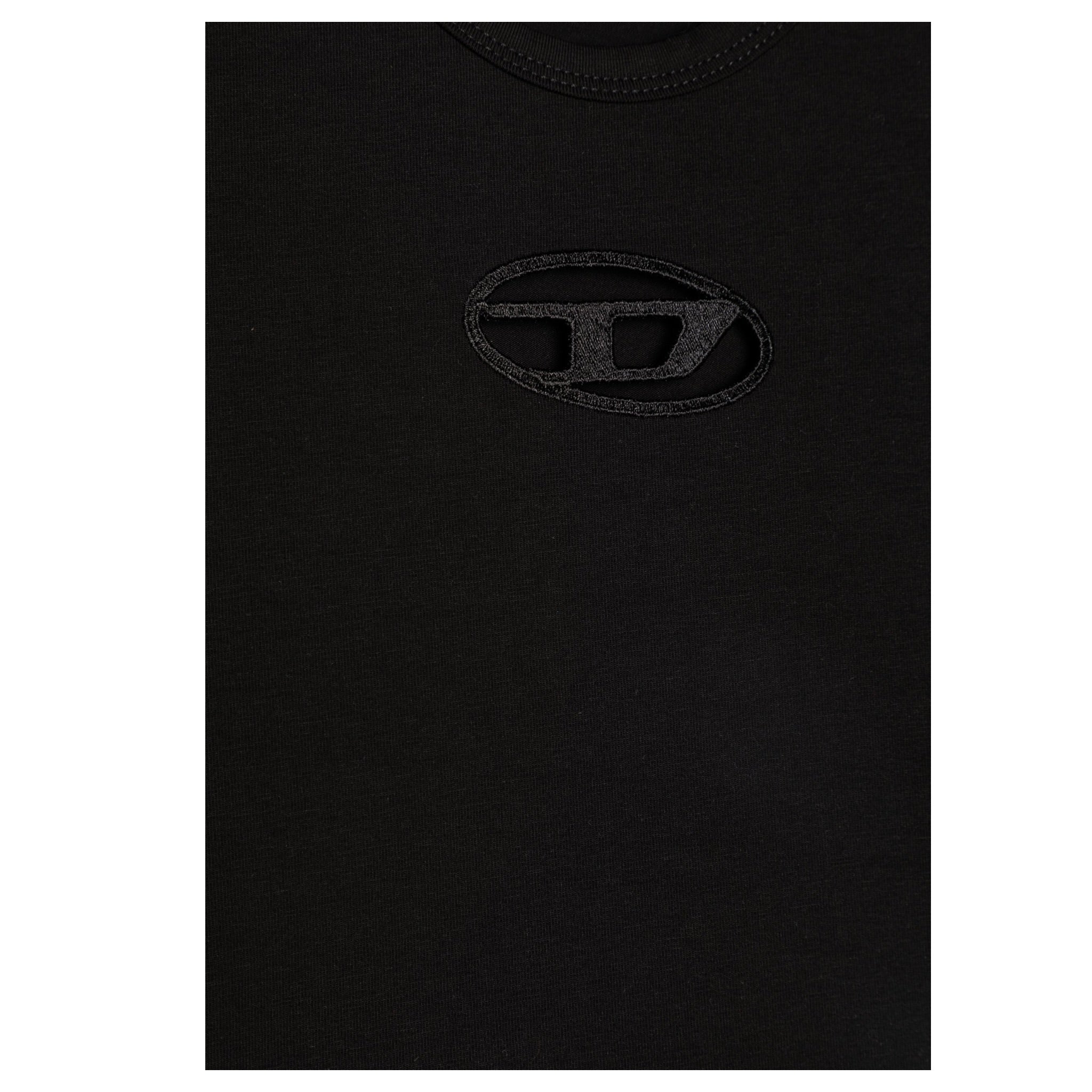 Diesel T-Shirt Girocollo Tinta Unita con Logo per Bambina J01830XX NERO DIESEL 