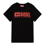 Diesel T-Shirt Girocollo tinta unita con Stampa Nero per Bambino J02033X NERO DIESEL 