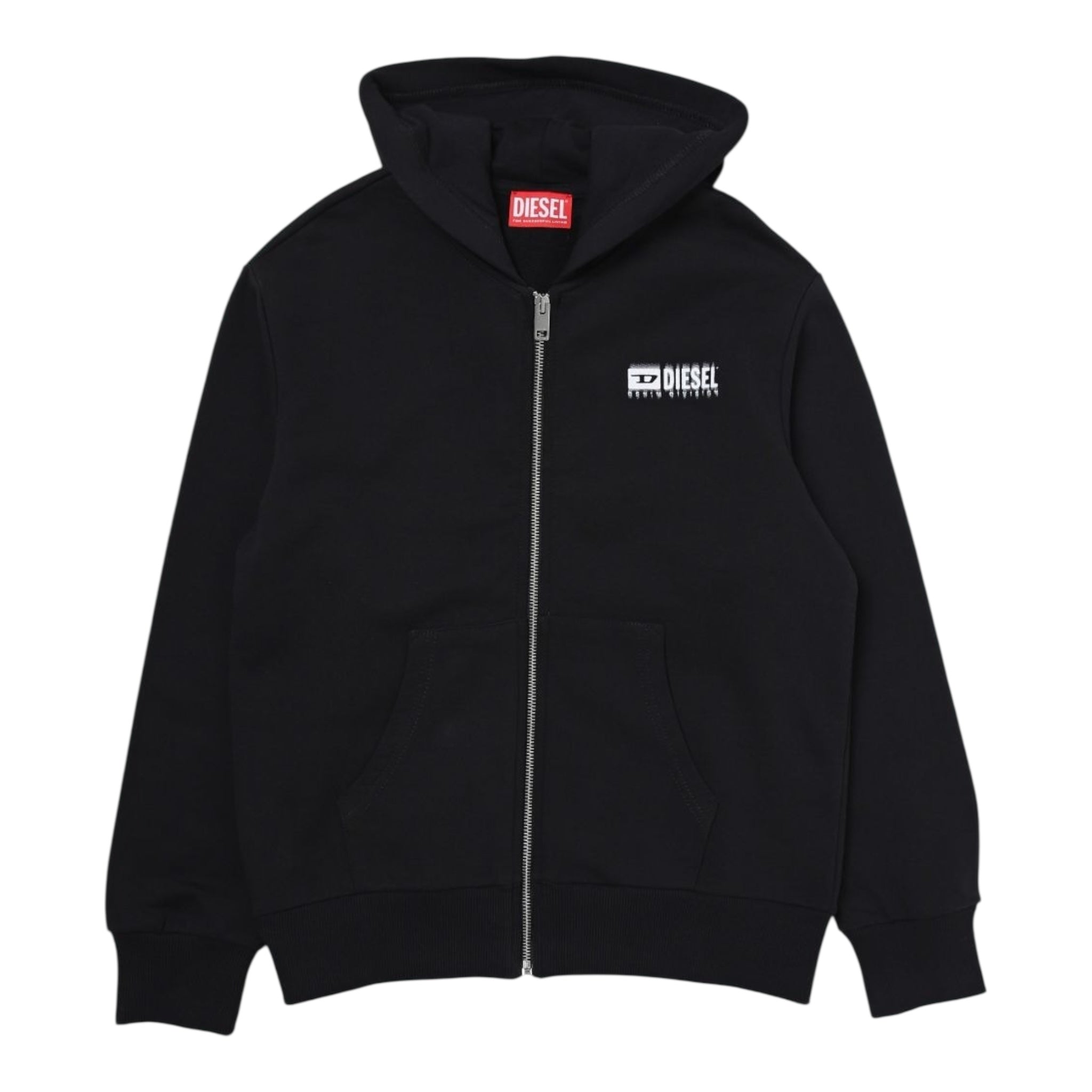 Diesel Felpa Tinta Unita con Zip E Cappuccio per Bambino J02039 NERO DIESEL 