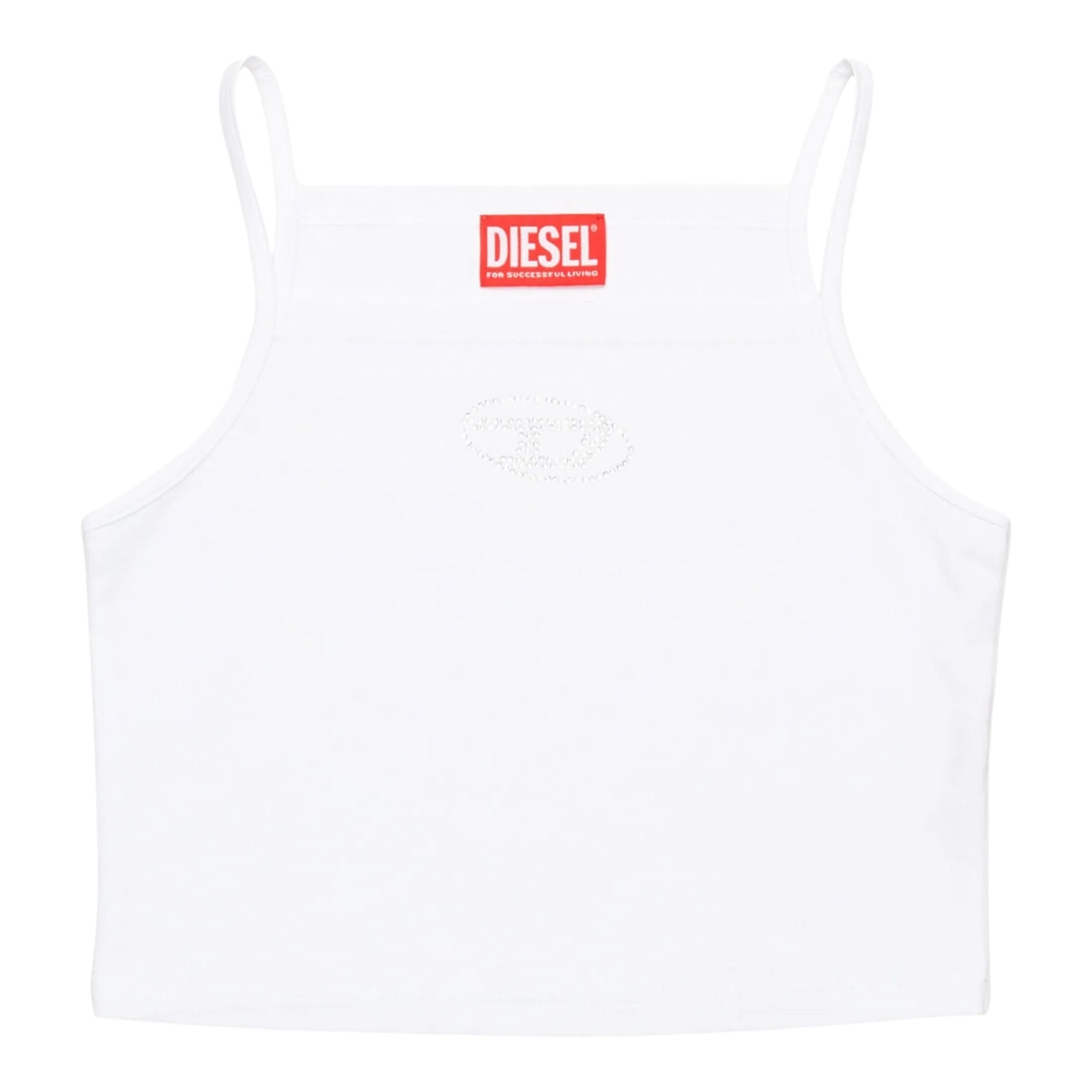 Diesel Canotta Bretelline Tinta Unita con Stampa Brillantinata per Bambina J02201X BIANCO DIESEL 