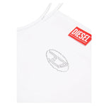Diesel Canotta Bretelline Tinta Unita con Stampa Brillantinata per Bambina J02201X BIANCO DIESEL 