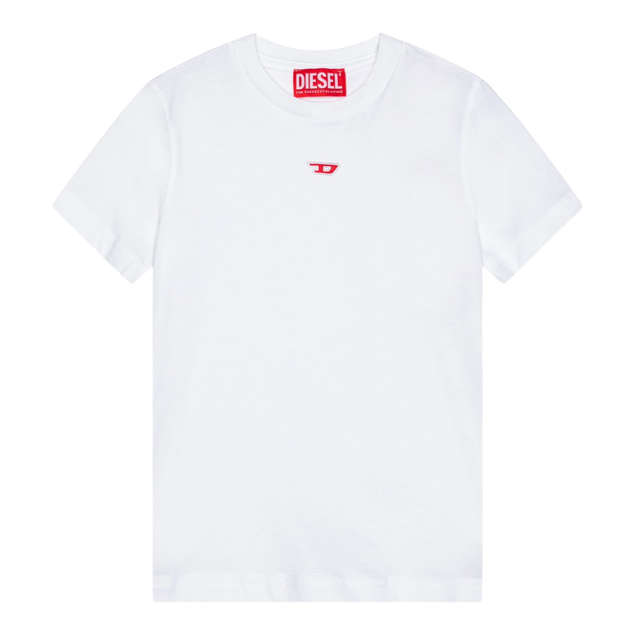 Diesel T-Shirt Girocollo Tinta Unita con Stampa per Bambino J02237XX BIANCO DIESEL 