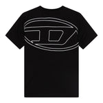 Diesel T-Shirt Girocollo Tinta Unita con Logo per Bambino J02276 NERO DIESEL 