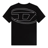 Diesel T-Shirt Girocollo Tinta Unita con Logo per Bambino J02276 NERO DIESEL 