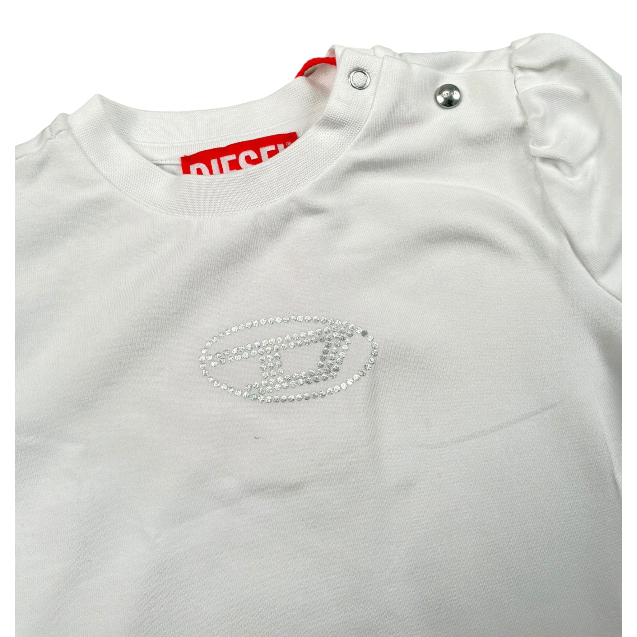 Diesel T-Shirt Girocollo Tinta Unita con Stampa per Neonato K005633 BIANCO DIESEL 