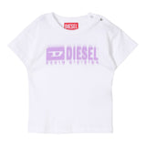Diesel T-Shirt Girocollo tinta unita con Logo Bianco per Neonata K00569A BIANCO DIESEL 