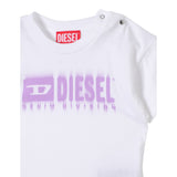 Diesel T-Shirt Girocollo tinta unita con Logo Bianco per Neonata K00569A BIANCO DIESEL 