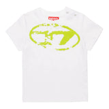 Diesel T-Shirt Girocollo Tinta Unita con Stampa per Neonato K00635 BIANCO DIESEL 