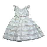 Dixie Abito Tinta Unita con Brillantini E Trasparenze per Bambina 713912 BIANCO DIXIE 