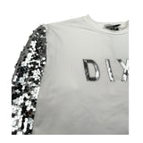 Dixie Felpa Chiusa Girocollo Tinta Unita con Maniche Paillettate per Bambina LB09042G74 BIANCO DIXIE 