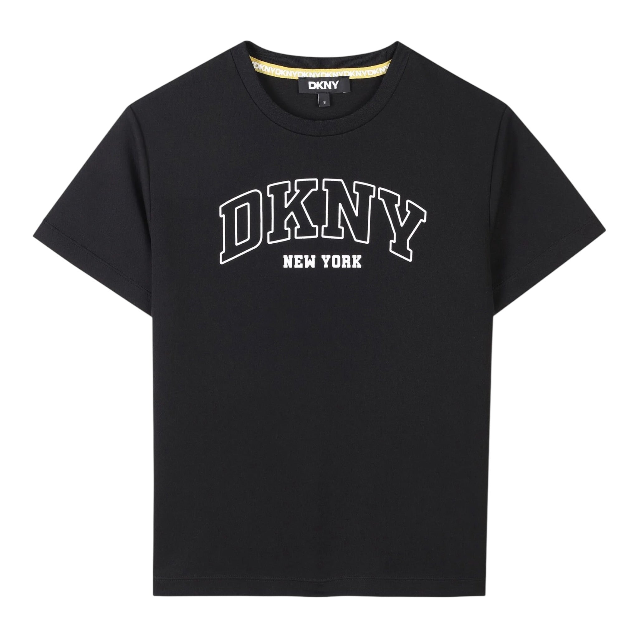 Dkny T-Shirt Girocollo Tinta Unita con Stampa per Bambino D62237 NERO DKNY 