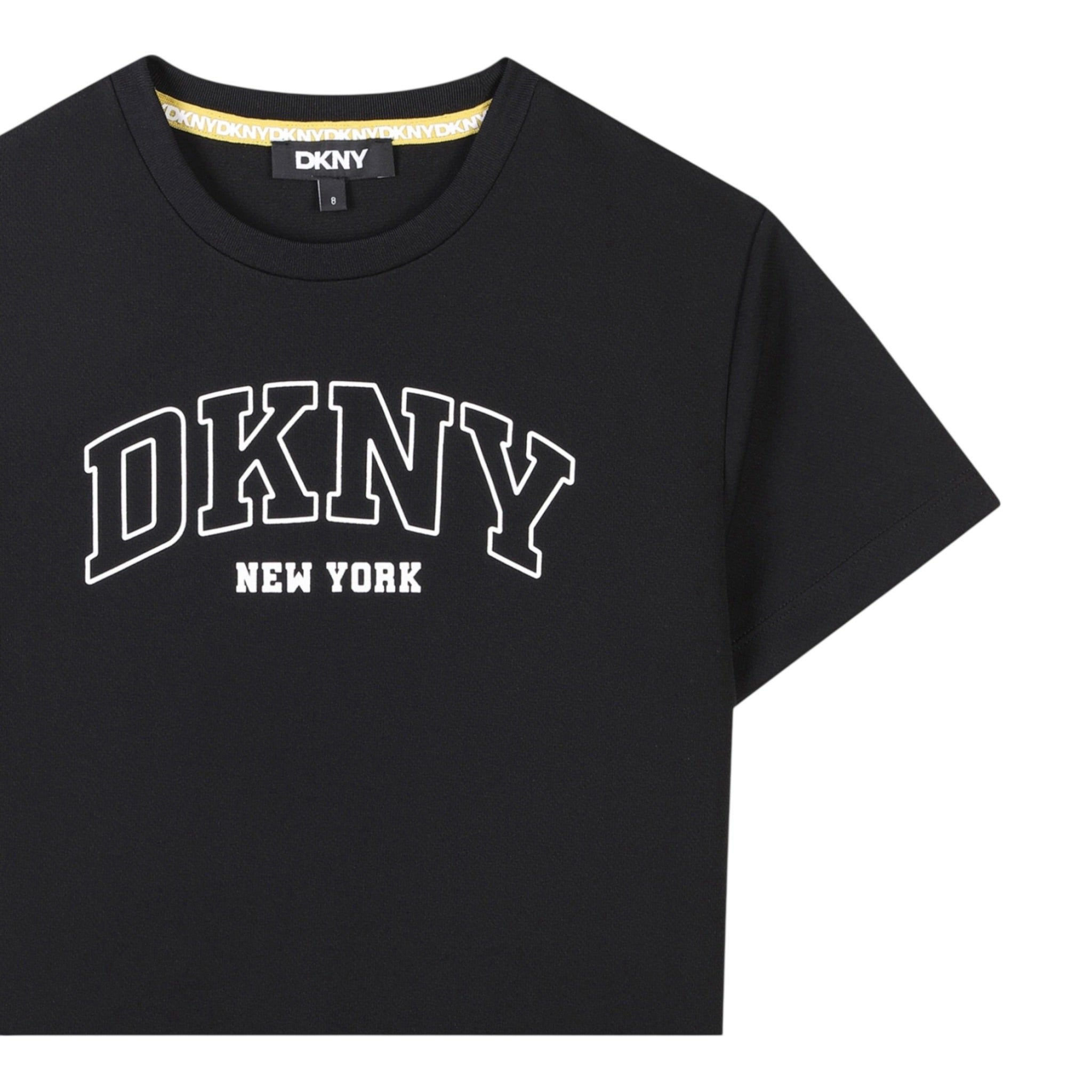 Dkny T-Shirt Girocollo Tinta Unita con Stampa per Bambino D62237 NERO DKNY 
