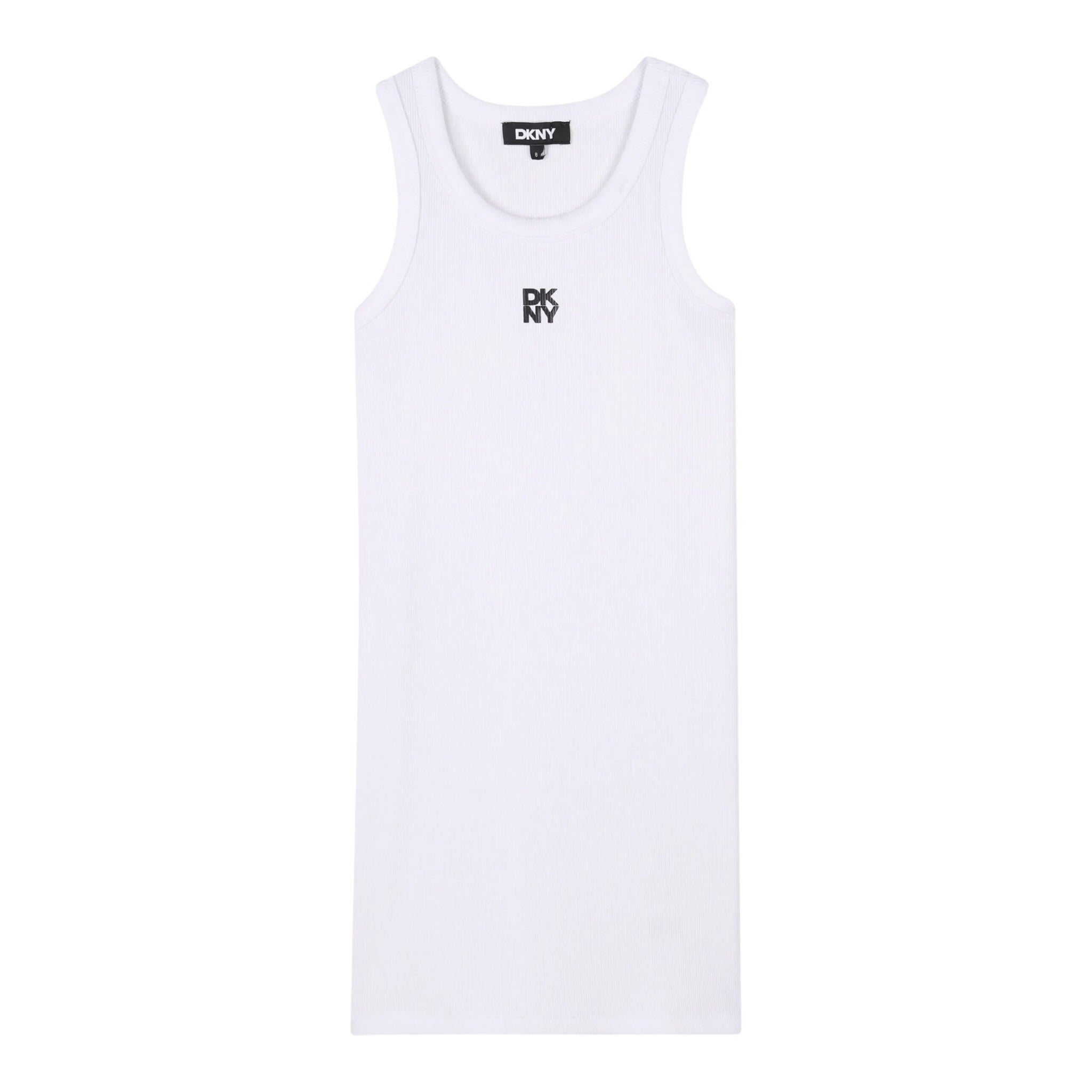 Dkny Abito Mezza Manica Tinta Unita per Bambina D62332 BIANCO DKNY 