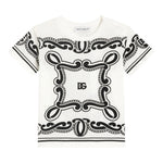 Dolce & Gabbana T-Shirt Girocollo Tinta Unita con Stampa Fantasia per Neonato L1JT7W BIANCO DOLCE & GABBANA 