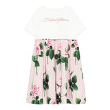 Dolce & Gabbana Abito Bicolore con Fantasia Fiori per Bambina L5JD9R BIANCO/ROSA DOLCE & GABBANA 