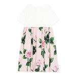 Dolce & Gabbana Abito Bicolore con Fantasia Fiori per Bambina L5JD9R BIANCO/ROSA DOLCE & GABBANA 