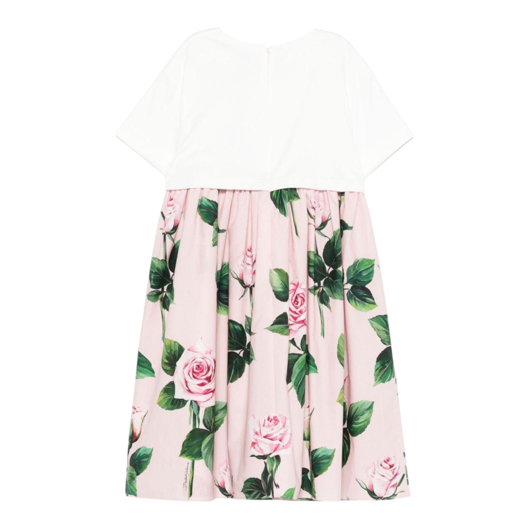 Dolce & Gabbana Abito Bicolore con Fantasia Fiori per Bambina L5JD9R BIANCO/ROSA DOLCE & GABBANA 