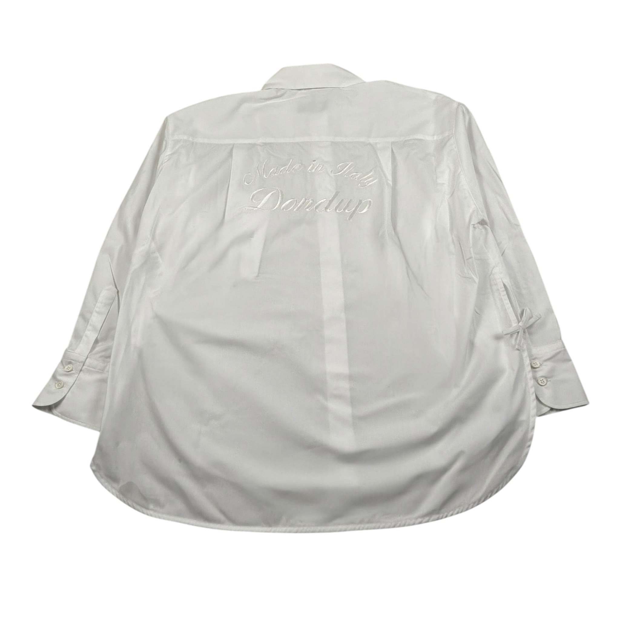 Dondup Camicia Manica Lunga Tinta Unita con Ricamo Logo per Bambina DFCA037XX BIANCO DONDUP 